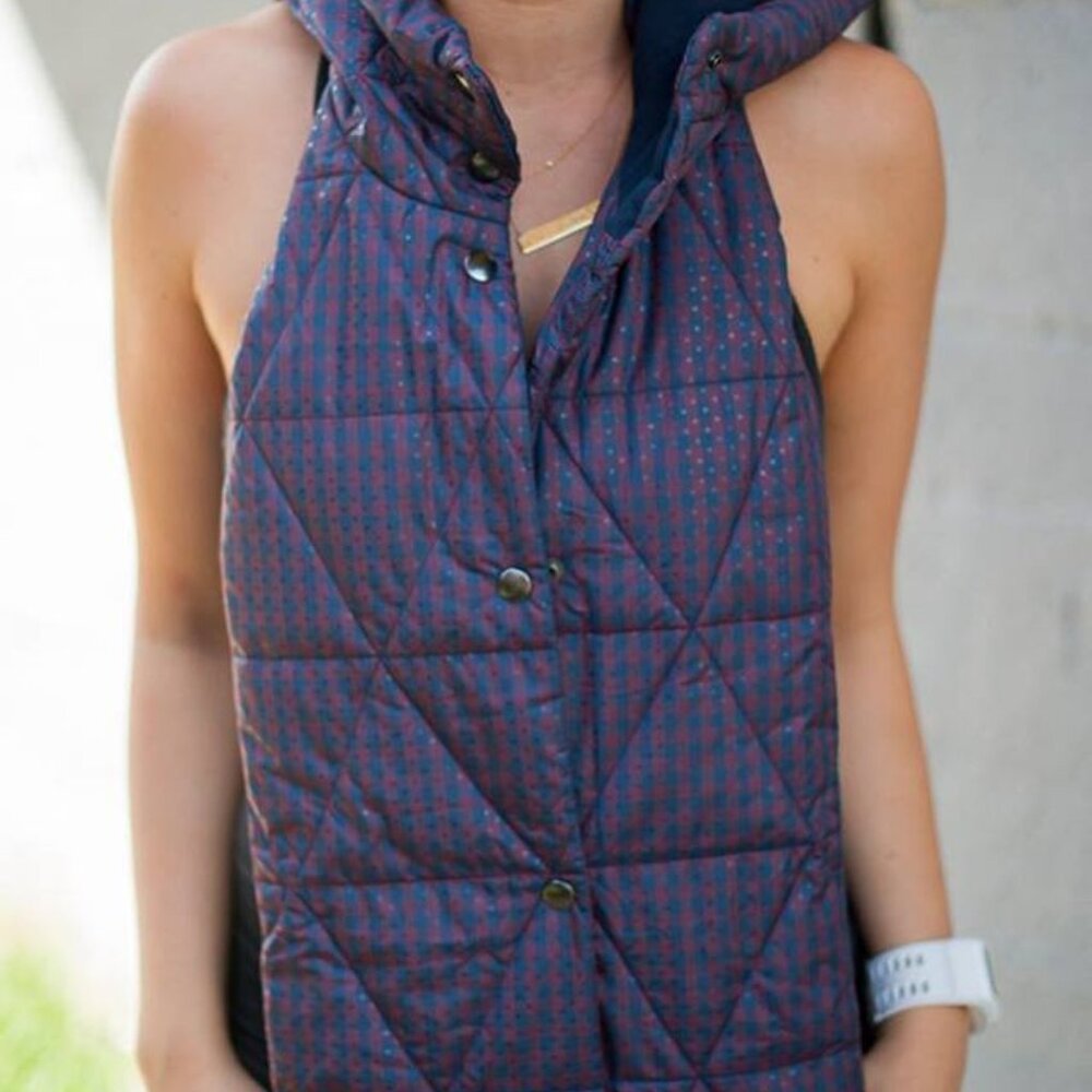 Lululemon Women's Blue Purple Dickie Gin Gin Gingham Inkwell Under Any Jacket Os